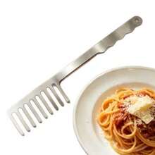 1PC Stainless Steel Spaghetti Comb Server, Creative Hair Comb Shaped Pasta Fork, Kitchen Gadget For Serving Noodles - View 8