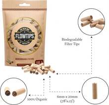 Flowtips Unbleached  Organic Raw Filter Tips - 6mm Pre-Rolled Cigarette Filters 100 Pack - 顏色A - 查看 4