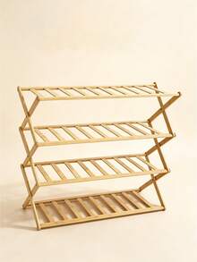 4-Tier Natural Bamboo Foldable Shoe Rack, Space-Saving Standalone Shoe Organizer Shelf, Multi-Layer Storage Rack For Entryway, Hallway, Bedroom, Closet, Easy Assembly No Tools Required - Apricot - View 5