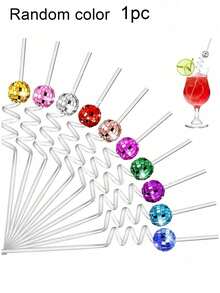 5pcs Reusable Plastic Disco Ball Straws, Disco Party Decorations, Party Favors, Disco Ball Embedded Straws, 70s Disco Decor, Suitable For Prom, Wedding And Birthday Party, Cool Y2K Style Decorative Straws, Reusable, Kitchen Supplies, Graduation Party Supplies, Christmas Gift (1 Pack), School Supplies - Multicolor - View 11