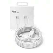 60W Type-C 转 Type-C 快充数据线，双 USB-C 编织同步线，兼容 16/15/17 Pro Max Plus、POCO 等机型，带包装 - 白色 - 查看 1