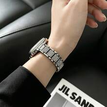 銀色全水鑽手錶錶帶，相容於 Watch SE S11 S10 S9 S8 S7 S6 S5 S4 S3 S2 S1 系列，纖細舒適，精緻優雅時尚可調節，相容於 38mm 40mm 41mm 42mm 45mm 46mm 49mm 智慧手錶替換錶帶，適合 4.1 至 6.3 英吋手腕 - 銀色 - 查看 6