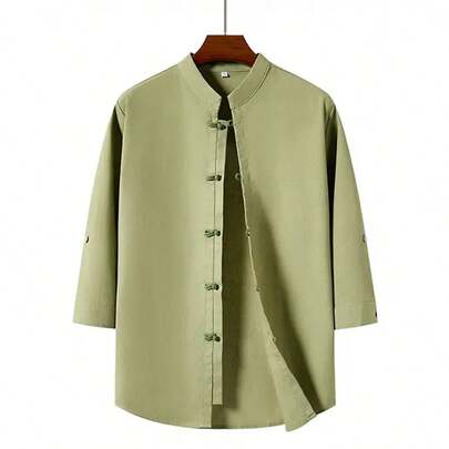 Grandclad Men's Tang Suit Tai Chi Uniform Hanfu Kung Fu Attire Chinese-Style Stand-Collar Shirt