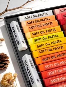 Ensemble de pastels à l'huile doux JIESO, baril carré, crayons à la cire de haute qualité et lisse, combinaison de 24/48 couleurs classiques, recharge de couleur unicolore large, convient pour les artistes, les étudiants, le coloriage, la peinture, la création artistique - Ensembles - Voir 8