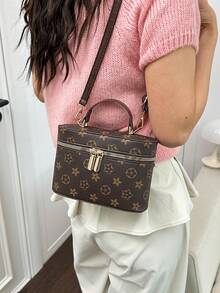 Bolso de mano con estampado floral retro en miniatura para mujer - Café integral - Ver 5