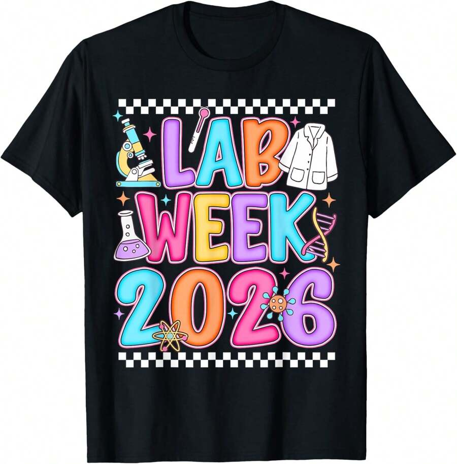 Lab Week 2026 Preppy Science Laboratory Medical Tech Vibes T-Shirt - Black - View 1