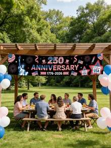 250周年纪念横幅，1776-2026爱国主题庭院横幅，7月4日独立日装饰，大型户外横幅，印有自由女神像和美国国旗，爱国主题派对装饰，适用于户外、室内、庭院、花园、门廊、栅栏、露台 - 定-日自由女神橫幅 - 查看 3