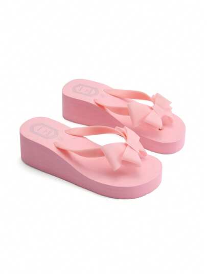 Trivaya Sandalias cómodas y casuales con suela gruesa para mujer, sandalias de estilo "hada" de unicolor, ligeras y suaves con correa antideslizante, sandalias de tira en T versátiles de EVA para playa y vacaciones de verano, chanclas