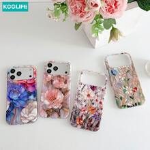 Ốp lưng điện thoại Koolife 1 chiếc họa tiết hoa hồng màu hồng, chất liệu PC+TPU chống sốc, họa tiết hoa óng ánh, bề mặt bóng, chống trầy xước, tương thích với Apple 17/17pro/17promax/16/15/14/13 - Hoa hồng màu hồng - Xem 7