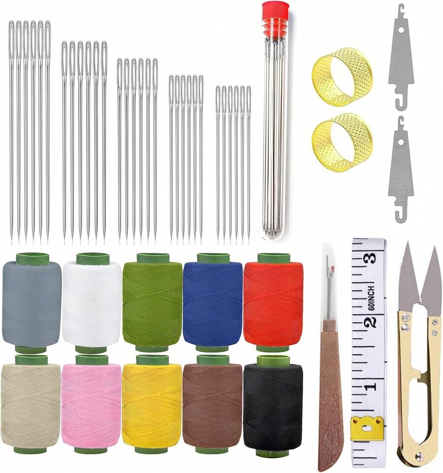 Obear 43-Piece Sewing Kit For Adults And Beginners,Big Eye Stainless Steel Sewing Needles Kit For Hand Sewing With Needle Threader And Seam Ripper - ColorA - View 1