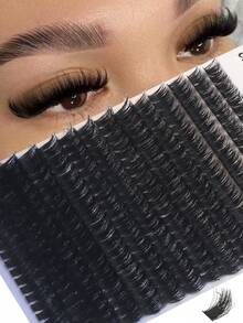 80D 280pcs Segmented Eyelash Clusters, Multi-Layer Fluffy D-Curl Single Lash, Mixed Length DIY Eyelash Extension, Durable Reusable Soft False Eyelashes, Fashionable European And American Style Suitable For Various Eye Shapes Eye Makeup Accessories - D - View 2