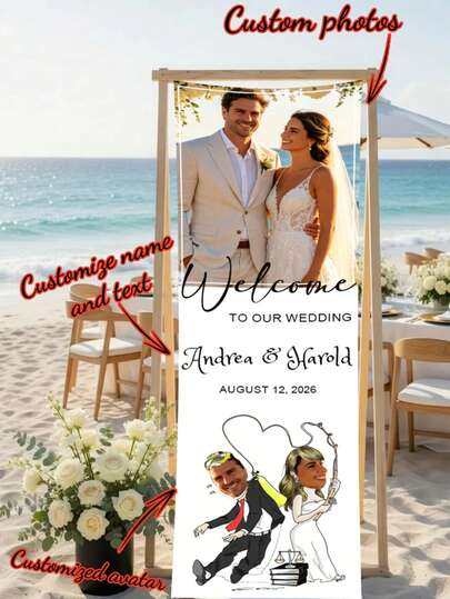 1 tấm poster tùy chỉnh với ảnh cặp đôi, tên, ngày tháng, đám cưới, lễ đính hôn, biển chào mừng tiệc tùng, quà tặng đám cưới thú vị, poster ảnh và tên tùy chỉnh.