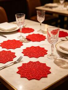 6/12pcs Leaf Coasters, Suitable For Wedding Table Decoration, Party Cup Mats, Daily Date Night Coasters, Ideal For Valentine's Day, Thanksgiving, Easter, Mother's Day - Multicolor - View 6