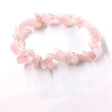 1pc Women's Asymmetrical Crystal Beaded Adjustable Bracelet, Vacation Style - Baby Pink - View 2