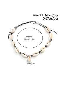 1 chiếc dây chuyền nam bện từ vỏ dừa, kiểu dáng thường ngày, thích hợp đi biển, có thể điều chỉnh kích cỡ. - Đen và trắng - Xem 7