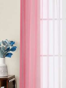 1pc/2pcs Ombre Color Curtain, Gradient Color, Rod Pocket Design Semi-Sheer Curtain, Breathable Filtering Sunlight Sheer Curtain, Faux Linen Dual-Tone Ombre Curtain, For Living Room, Bedroom, Study, Kitchen Decor, Pink Curtain - Pink - View 6