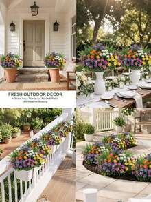 6 pezzi di fiori artificiali di margherita e camomilla, verde finto resistente ai raggi UV, piante artificiali realistiche anti-ossidazione, adatte per la decorazione della casa, della cucina, della parete, vasi sospesi interni ed esterni, giardinaggio e decorazioni per le vacanze - Multicolore - Visualizzare 6