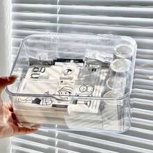 1個透明壓克力收納盒附蓋,防塵桌面收納盒,大容量雜物籃,適用於辦公室、臥室、宿舍、化妝品、文具、小物品,讓桌面保持乾淨整潔 - 桌面收納盒 - 查看 9