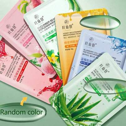 6片装（口味随机）蜂蜜芦荟水果系列烟酰胺保湿面膜，30克/片