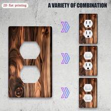 1pc [2D Printed] Wood Grain Texture Art View Wall Plate, Home Switch Socket Cover, No Wiring Required, Easy To Clean - Multicolor - View 4