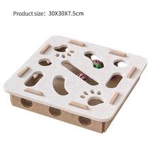 Juguete interactivo rompecabezas para gatos, caja de juguetes de fieltro con laberinto, túnel, campana, bola, entretenimiento interior, juguete para gatos - Verde redondo - Ver 15