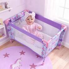 BABESIDE Set de Cuna para Muñecas de 18 Pulgadas Corral Plegable para Muñecas con Bolsa de Almacenamiento para Accesorios de Muñecas Reborn Paquete y Juega de Niña Púrpura - como en la imagen - Ver 2