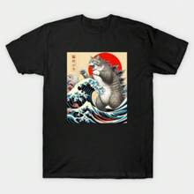 Camiseta japonesa Catzilla Cat - Negro - Ver 1