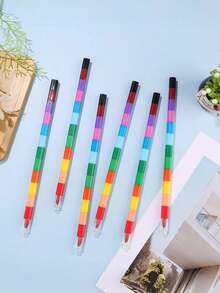 Krayon Lilin Susun 2pcs/6pcs/8pcs, Krayon Susun Warna-warni, Suvenir Pesta, Krayon DIY, Cocok Untuk Sekolah, Kantor, Pesta Ulang Tahun - Balok bangunan dan krayon - View 7