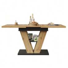 Extendable Dining Table 110 (140) X 80 X 75 Cm, Table, Kitchen Table, Extendable Table, Extends Up To 140 Cm, Suitable For Kitchen And Living Room, Tabletop With Wood Finish. - Natural Color - View 1