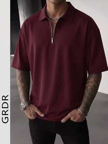GRDR 男士时尚纯色 Polo 衫 | 精致设计 | 夏季必备 | 易于搭配 | 展现您的风格 - 酒紅色 - 查看 4