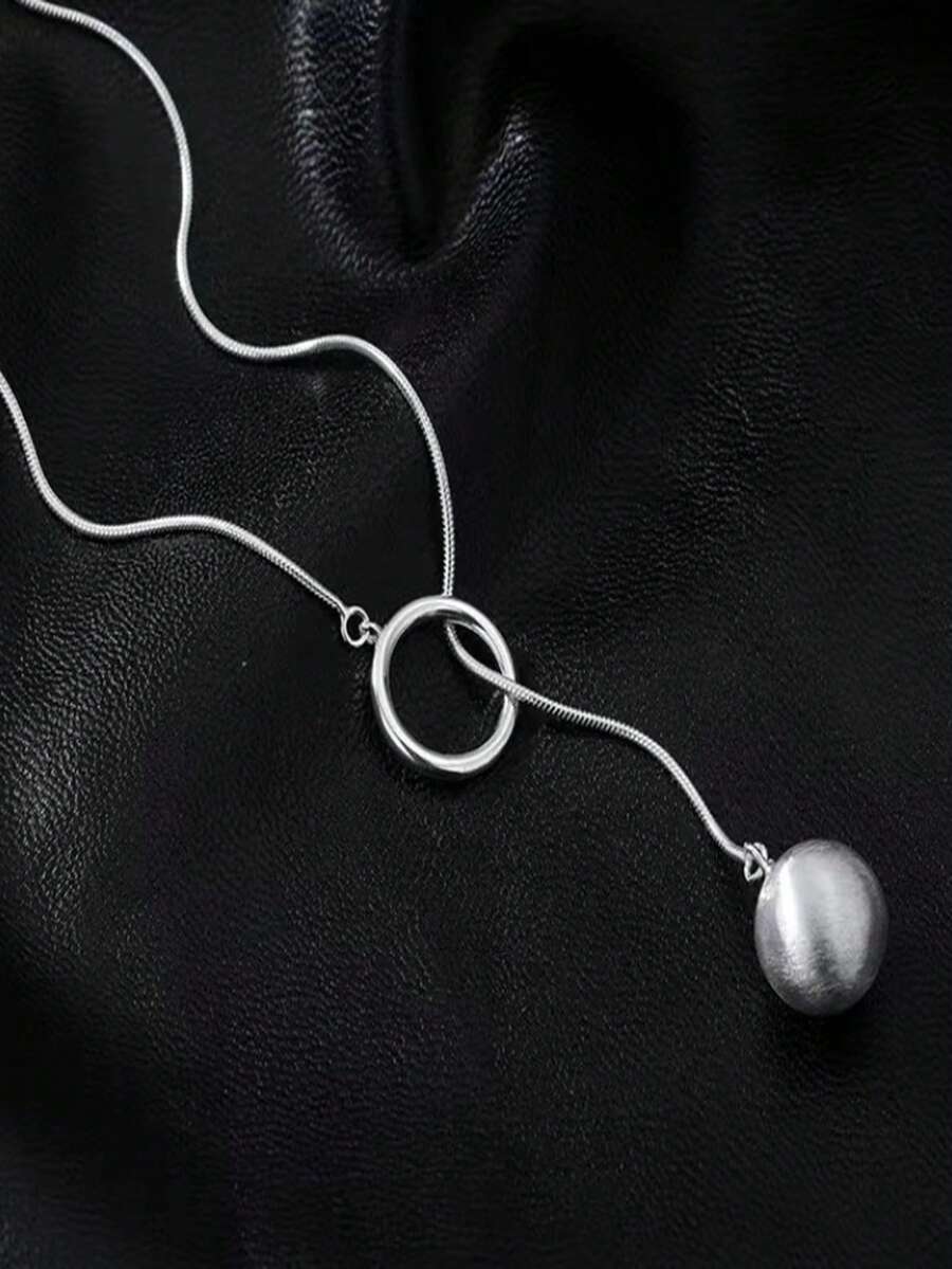 Fashionable Minimalist Unique Creative Geometric Sphere Necklace, Indie Luxury Style - Silver Necklace - View 1