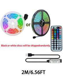 16-100英尺USB LED灯带，带44键遥控器，RGB氛围LED灯带，USB供电，自带背胶，适用于卧室、派对、夜灯/电视背光、卧室LED灯带、节日装饰、家居墙面装饰、万圣节派对照明礼品，1米/2米/3米/5米/10米/15米/20米LED灯带，适用于房间、游戏室等，RGB LED灯带，自带背胶，带44键遥控器，可调光 - 彩色光 - 查看 17