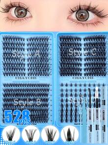 608/544/528片D型自然卷翘假睫毛,睫毛长度:10-16毫米。DIY手工假睫毛浓密、自然、超轻盈且不刺激皮肤。可自由搭配,打造猫眼妆、尖刺睫毛等多种妆容。此款假睫毛套装包含睫毛胶、镊子和睫毛刷。 - 彩色 - 查看 17