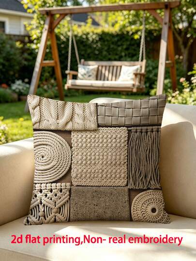 1 pieza Funda de cojín con estampado de textura tejida estilo bohemio, funda de cojín de estilo Wabi-Sabi para decoración de sala de estar, sofá y dormitorio (sin relleno de cojín), (varios tamaños), (sin bordado), (impresión de un solo lado)