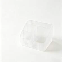 1pc Transparent Vertical Striped Cosmetic Storage Box, Desktop Skincare & Makeup Organizer For Lipstick, Powder Puff, Suitable For Cosmetics, Skincare Products, Home & Dorm Use - Translucent - View 10