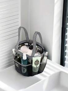1 chiếc túi lưới nhựa dày dặn in họa tiết da báo, 8 ngăn, dùng để đựng đồ trong phòng tắm, giỏ lưới đựng đồ tắm, túi lưới đi biển ngoài trời, giỏ đựng đồ dùng nhà tắm, giỏ đựng đồ vệ sinh cá nhân, giỏ đựng đồ bơi, dễ vệ sinh, dung tích lớn, dễ lấy ra. - Nhiều màu - Xem 8