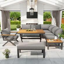 Modular Outdoor Seating Set With Modern Design - Grey - View 5
