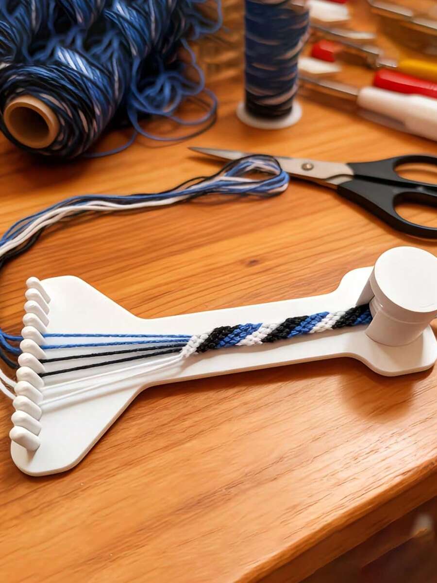 1pc Handmade Woven Plastic Rope Craft Tool With Clip - Portable Weaving Tool Suitable For Beginners And Professionals, With Stable Weaving Frame, Convenient For Making Bracelets And Accessories - Knitting Tools - View 1
