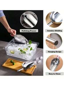 1pc Stainless Steel Ice Scoop, Cocktail Ice Scoop, Holiday Party Tool, Reusable Ice Scoop For Summer Bar Supplies, Suitable For Outdoor, Camping, Father's Day Gift - View 6