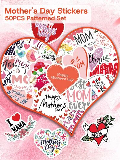 50pcs Mother's Day Stickers - Perfect For Scrapbooks, Skateboards, Guitars, Mugs, Homeschooling, And Holiday Gift Decorations - Fun Stickers