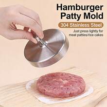 Khuôn làm bánh hamburger bằng thép không gỉ (2/3 cái), khuôn ép thịt hamburger - Bạc - Xem 5