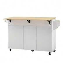 Kitchen Island With Wheels, Extendable Dining Area, Kitchen Island With Multifunctional Drawers, Mobile Kitchen Island Ideal For Kitchen And Dining Room (White) - White - View 9