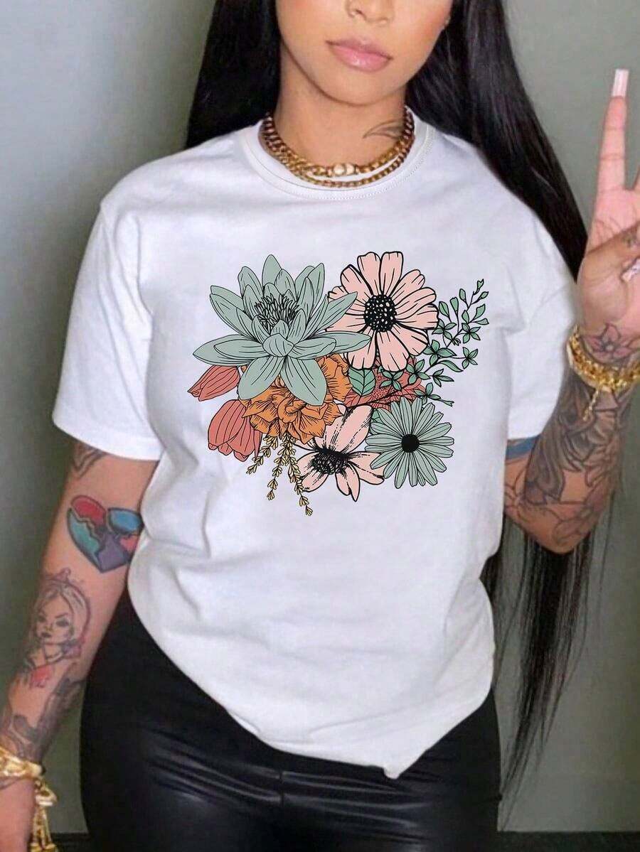 Nuevo 2026,Floral Print Tee - Blanco - Ver 1