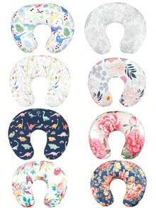 Nursing Pillow Cover, Made Of Soft Knitted Fabric, Designed For Moms, Featuring Fashionable Floral Pattern (Pillow Cover Only) - Multicolor - View 1