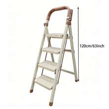 2/3/4/5/6 Step Ladder, Lightweight Metal Folding Step Stool With Anti-Slip Wide Pedal, 330lbs Capacity Step Ladder For Household, Kitchen, Office. - 4 bước màu trắng ngà - Xem 3