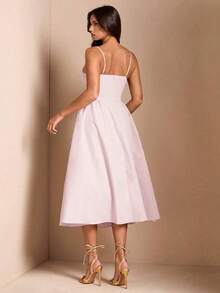Elegante vestido largo sin mangas con manga abultada para mujer, adecuado para citas diarias, salidas, discotecas, fiestas, temporada de otoño - Rosa coral - Ver 2