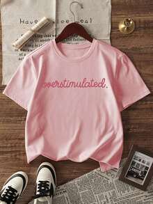Camiseta casual de mujer de manga corta y cuello redondo - Estampado impreso, tela suave y cómoda, lavable a máquina, blusas de verano camisetas para mujer - Estilo - Ver 7