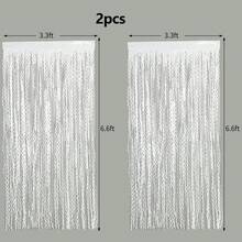 3入白色門飾鋁箔背景簾，亮白色金屬質感亮片鋁箔簾，3.3x6.6英尺，生日裝飾拍照亭背景道具，新娘派對慶祝派對背景，婚禮、迎新派對、節日慶典派對小物 - 查看 12