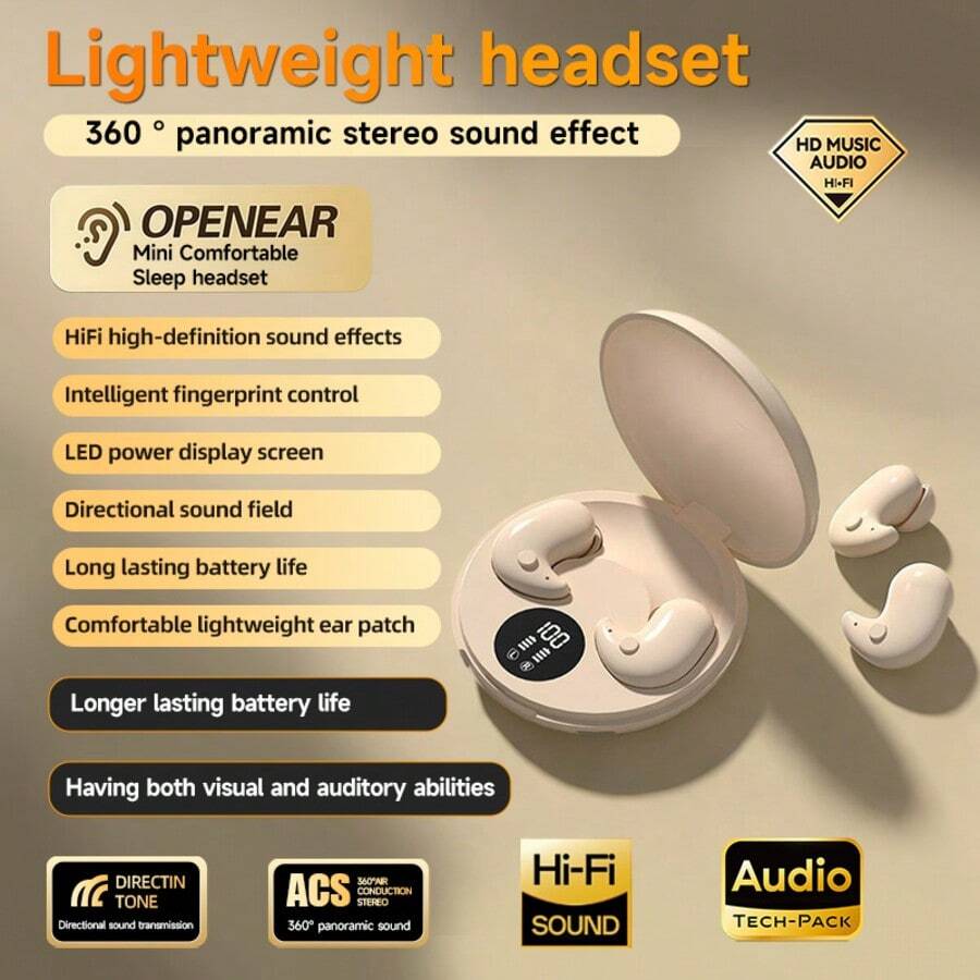 New Senyang True Wireless 5.3 In-Ear Smart Sleeping Confortable Bluetooth Headset Music Earbuds Video TWS HIFI Bass 9D Stereo HD Calling Earphones For Android For Iphone Cellphone Sport Earpieces Sleep Headphones