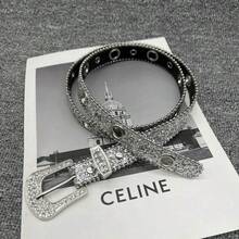 1pc Rhinestone Embellished Belt, Wide Waist Belt, Sparkling Decoration For Jeans, Versatile European And American Fashion Design - Silver - View 7